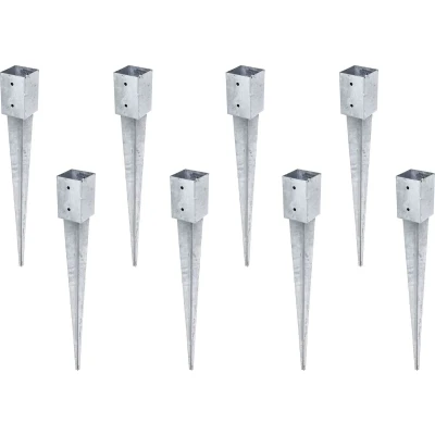 Afbeelding van Alberts 211301 Set van 8 grondhulzen voor vierkante houten palen thermisch verzinkt 91 x mm totale lengte 900