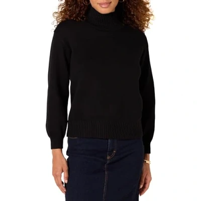 Afbeelding van Amazon Essentials Dames katoenen trui met trechterhals (verkrijgbaar in grote maten), zwart, klein