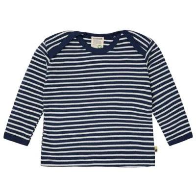 Afbeelding van loud + proud Uniseks kindershirt met lange mouwen, gestreept geribbeld shirt, ultra marine, 98 104
