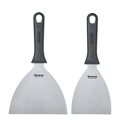 Afbeelding van Westmark set, 2 stuks: professionele schrapers/grillspatels (recht, stijf, gesloten) in maten, RVS/kunststof, Master Line, zwart/zilver, 133122E6