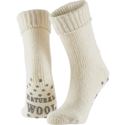 Afbeelding van Apollo Wollen sokken dames Huisokken Licht Beige Maat 35/38 Huissok met anti slip Fluffy Slofsokken Warme Winter