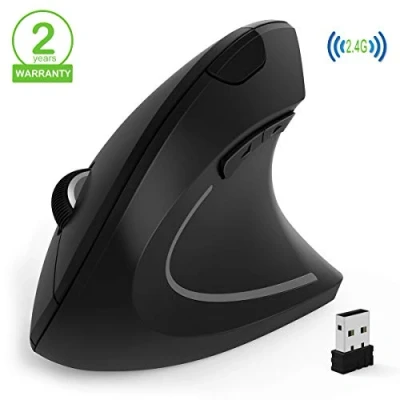 Afbeelding van Ergonomische muis, draadloze verticale USB laptop optische muis met nano ontvanger LED niveau licht instelbaar 3 DPI voor Windows 7/8/10 / XP Vista Linux Mac, enz.