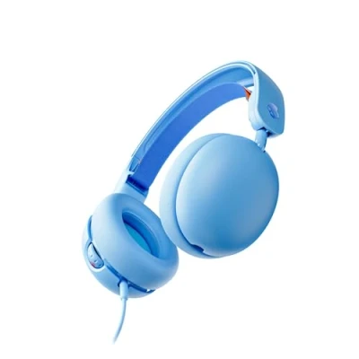 Afbeelding van Skullcandy Grom bekabelde over ear koptelefoon voor kinderen, volumebegrenzing, gedeelde audiopoort, microfoon, compatibel met Bluetooth apparaten en computers Blauw
