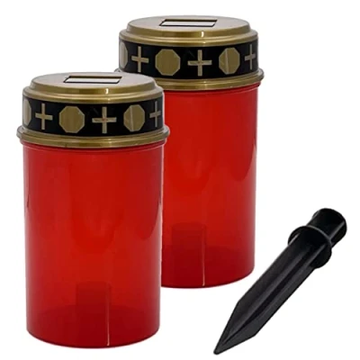 Afbeelding van Set van 2 solarlampen met grondnagel in rood of wit warmwitte LED verlichting (rood)