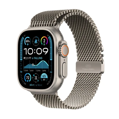 Afbeelding van Apple Watch Ultra 2 49mm Natural Titanium Milanese Loop (M) (155 185mm)