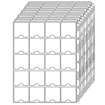 Afbeelding van Uncle Paul Muntbinder vellen voor 2&quot; x kartonnen houders 200 vakken muntenflippers compatibel met muntenverzamelmap van 4 ringen (A4 formaat), 3 (lettergrootte) 10 CS38