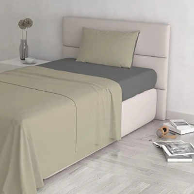 Afbeelding van Italian Bed Linen Natural Color beddengoedset, 100% katoen, dove grijs/rook, klein dubbel