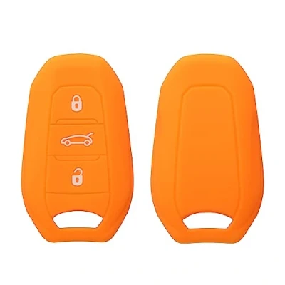 Afbeelding van kwmobile Autosleutel hoesje compatibel met Peugeot Citroen 3 knops Smartkey (alleen Keyless Go) hoes behuizing Sleuteletui in fruitig oranje