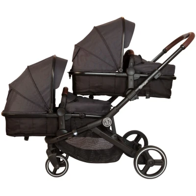 Afbeelding van Babygo Twinner Grey Tandem Duowagen incl. 2 Autostoelen