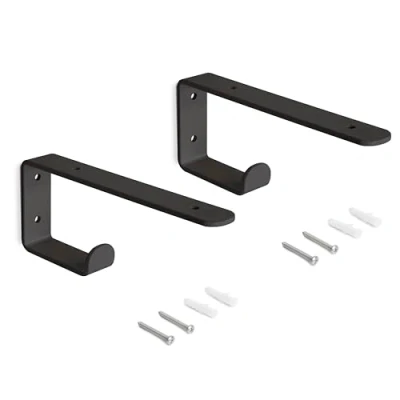 Afbeelding van Emuca Plankdragers Wandsteun Schapdragers Met Ophanghaak Minimalistisch Metaal Meubelbeslag Wandplank voor Planken 60 80 x 25 cm Staal Max. 10 kg Incl. bevestigingsmaterialen 2 Stuks 20 Zwart