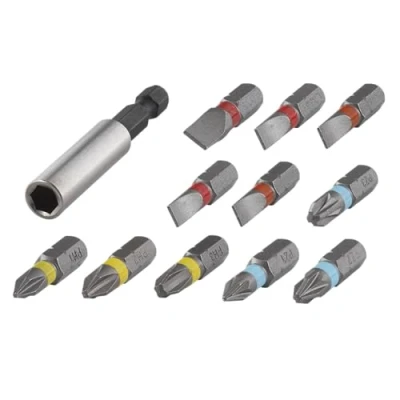 Afbeelding van Wolfcraft 2445000 Bitset 12 delig Plat, Kruiskop Phillips, Pozidriv