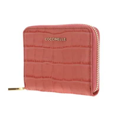 Afbeelding van COCCINELLE Metallic Croco Shiny Soft Leather Zip Around Wallet Geranium
