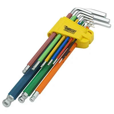 Afbeelding van SabreCut 9 delige SCHEX009S Soft Grip Extra Lange Hex, Hex Diamant (Hex Plus) Inbussleutel Set met Kleurcodering 1,5mm 10mm