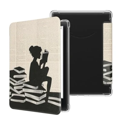 Afbeelding van kwmobile ereader hoesje compatibel met Amazon Kindle Paperwhite (2024)/Colorsoft hoes Magneetsluiting Kunstleren e reader case Meisje boeken
