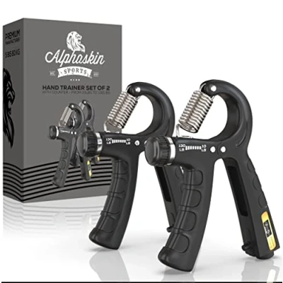 Afbeelding van ALPHASKIN© Handgreepversterker, Verstelbare 5 60 Kg Handgrijper met Teller, Krachtoefening Vinger Pols Onderarmtrainer