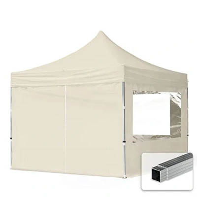 Afbeelding van 3x3 m Easy Up partytent Vouwpaviljoen, ECONOMY alu 32mm met zijwanden (panorama), crème