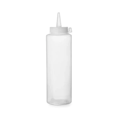 Afbeelding van HENDI Squeeze fles, transparant, 0,7L, saus dispenser, knijpfles, lekvrij, herbruikbaar, ketchup, mosterd, olijfolie, ø70x(H)240mm, polyethyleen