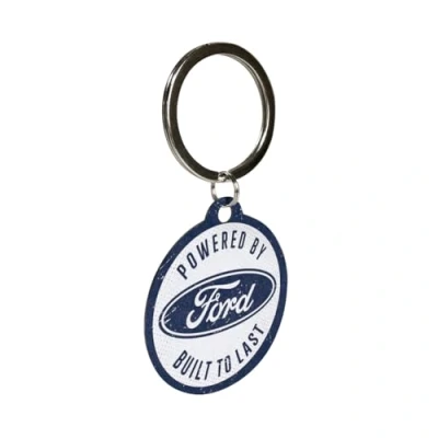 Afbeelding van Nostalgic Art Retro sleutelhanger, Ø 4 cm, Ford Built to last Cadeau idee voor fans, van metaal, vintage design