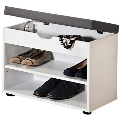 Afbeelding van Kesper Schoenenkast Met Zitkussen, Materiaal: Hardboard, Afmetingen: B60 x H45 cm L30 cm, Kleur: Wit 15914 13