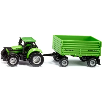 Afbeelding van Siku Tractor Met Aanhanger Deutz Fahr, Fortuna 1:87