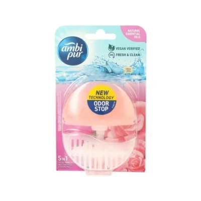 Afbeelding van Ambi Pur 5in1Toiletblok Houder + navul 55ml Wild Rose &amp; Pink Grapefruit