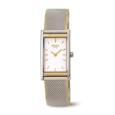 Afbeelding van Boccia 3304.02 Horloge titanium staal zilver en goudkleurig wit 34 mm