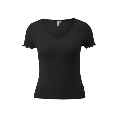 Afbeelding van QS Schmal Tshirt print, Dames, Maat: Large, Schwarz