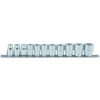 Afbeelding van KS Tools, Dopsleutel + dopmoer, 3/8&quot; CHROMEplus 12 kant doppenset (19 mm, 8 10 14 18 11 17 15 13 9 16 mm)