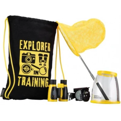 Afbeelding van NATIONAL GEOGRAPHIC Outdoor Set Ontdekkingsset 5 delig Verrekijker, Kompas, Loep, Vangnet in een tas