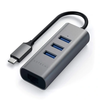 Afbeelding van Satechi USB C 3 Port 3.0 &amp; Ethernet Hub Space Grey