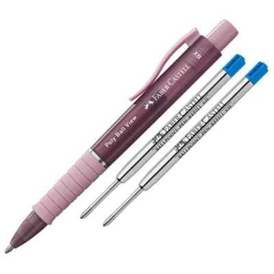 Afbeelding van Faber Castell Balpen Poly Ball View, vulling XB (Rose Shadow + vullingen)