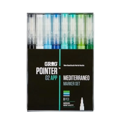 Afbeelding van Grog Pointer 02 APP Mediterraneo Marker Set, Kogelpunt 2 mm, verpakking van 8 stuks