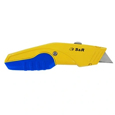 Afbeelding van S&amp;R Snelwisselaar professioneel tapijtmes / cuttermes 168mm, SK5 lemmet 3 traps wisselen, wisselen met druk op de knop, 5 messen