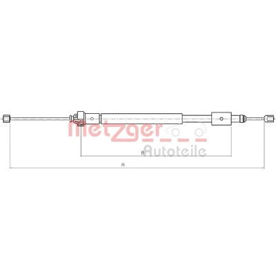 Afbeelding van METZGER 10.4707 Handremkabel Rechts achter 1850/1510 Trommelrem COFLE