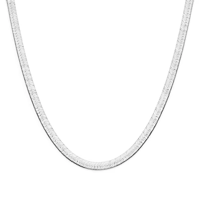 Afbeelding van Collier Slang Plat 43 Cm Zilver Gerhodineerd