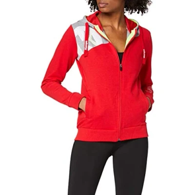 Afbeelding van Kempa Core 2.0 Hood Jacket Dames Rood Donker Grijs Melange Maat M
