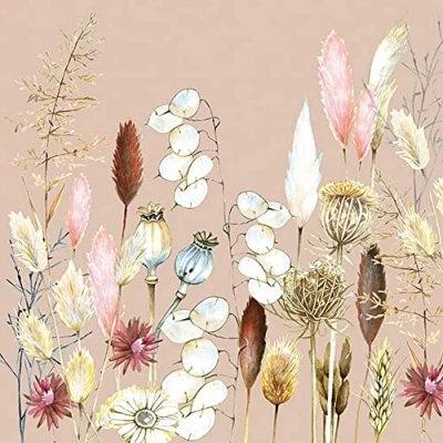 Afbeelding van Servietten Blumen 20 servetten mix van grassen bloemen lente zomer tafeldecoratie 33 x cm