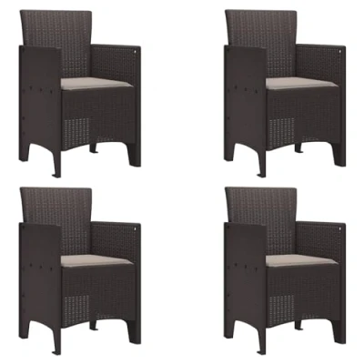 Afbeelding van vidaXL tuinstoelen met kussens 4 stuks bruin poly rattan