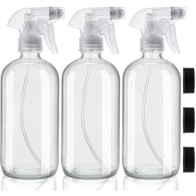 Afbeelding van Belle Vous Navulbare Lege Doorzichtig Glazen Spray/Verstuiver Flessen (3 Pak) 250 ml Duurzame Pistoolspuit Fles Container Set 2 Standen voor Schoonmaak Producten, Aromatherapie &amp; Essentiële Olies