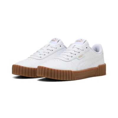 Afbeelding van PUMA Dames Carina 3.0 Sneaker, wit goud Gom, 5.5 UK, Witte Gouden 38.5 EU