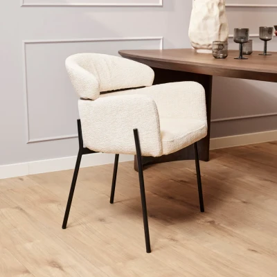 Afbeelding van Homestylingshop Eetkamerstoelen met armleuning stoelen 2 stuks wit