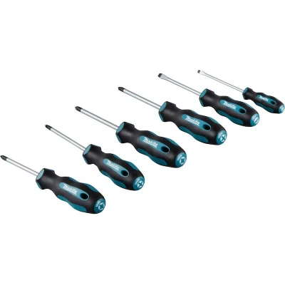 Afbeelding van Makita Schroevendraaier Set 6 Dlg E 10528 Met Magnetische Punt Antislip Handgreep Zeskantschacht Slagvaste Achterkant Blauw/Zwart