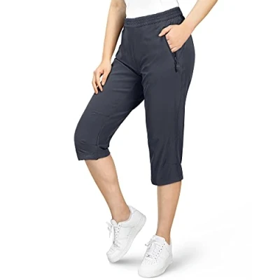 Afbeelding van 33,000ft Dames 3/4 outdoorbroek stretch korte broek wandelbroek sneldrogende vrijetijdsbroek, grijs, 38