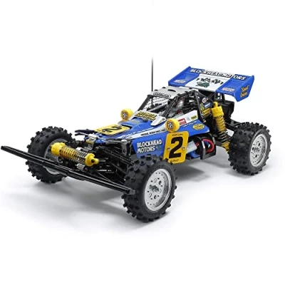 Afbeelding van TAMIYA 58710 1:10 RC Hotshot II Blockhead Motors op afstand bestuurbare auto, voertuig, modelbouw, bouwpakket, hobby, knutselen, lichtblauw