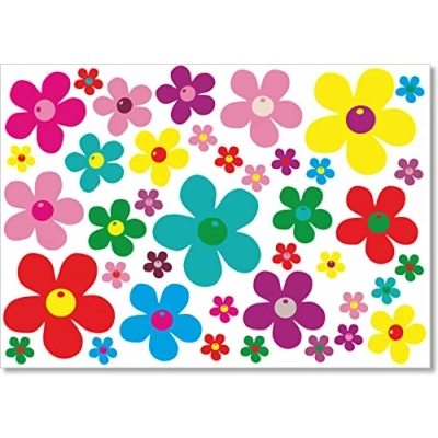 Afbeelding van beihaasnatuerlich® 40 bloemenstickers, prilbloemenstickerset, bloemen voor keuken, badkamer, auto, fiets, koffer, laptop, mobiele telefoon, bobbycar, scooter, waterdichte stickers, outdoor, kleurrijk