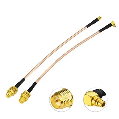 Afbeelding van Eightwood wifi antenne verlengkabel RP SMA kabel MMCX mannelijk haaks op vrouwelijk schot Pigtail RG316 6 inch 15 cm 2 stuks voor 2,4 GHz Wirelesse Router