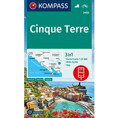 Afbeelding van Cinque Terre: 3in1 Wanderkarte, mit Aktiv Guide inklusive Karte zur offline Verwendung in der KOMPASS App. Fahrradfahren.: 2450