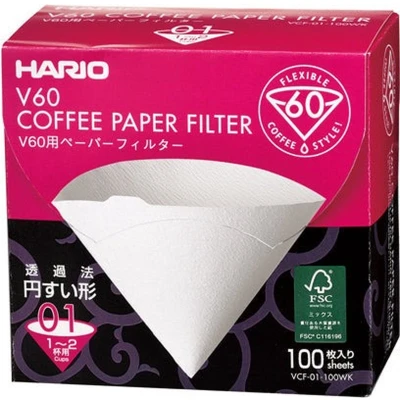Afbeelding van HARIO V60 Koffiefilters 01 Size Wit 100 stuks