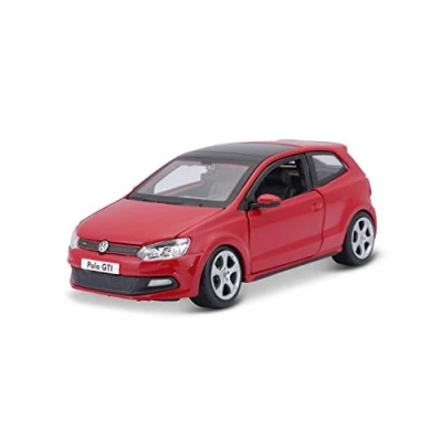 Afbeelding van Bburago VW Polo 5 GTI : modelauto op schaal 1:24, deuren en motorkap om te openen, bestuurbaar, 19 cm, rood (18 21059)