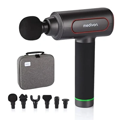 Afbeelding van Medivon gun Pro X2 Massage sport en relax 6 programma`s verstevigd huid verminderd zwellingen cellulitis opzetstukken ideaal voor sporters na training inclusief mooie koffer